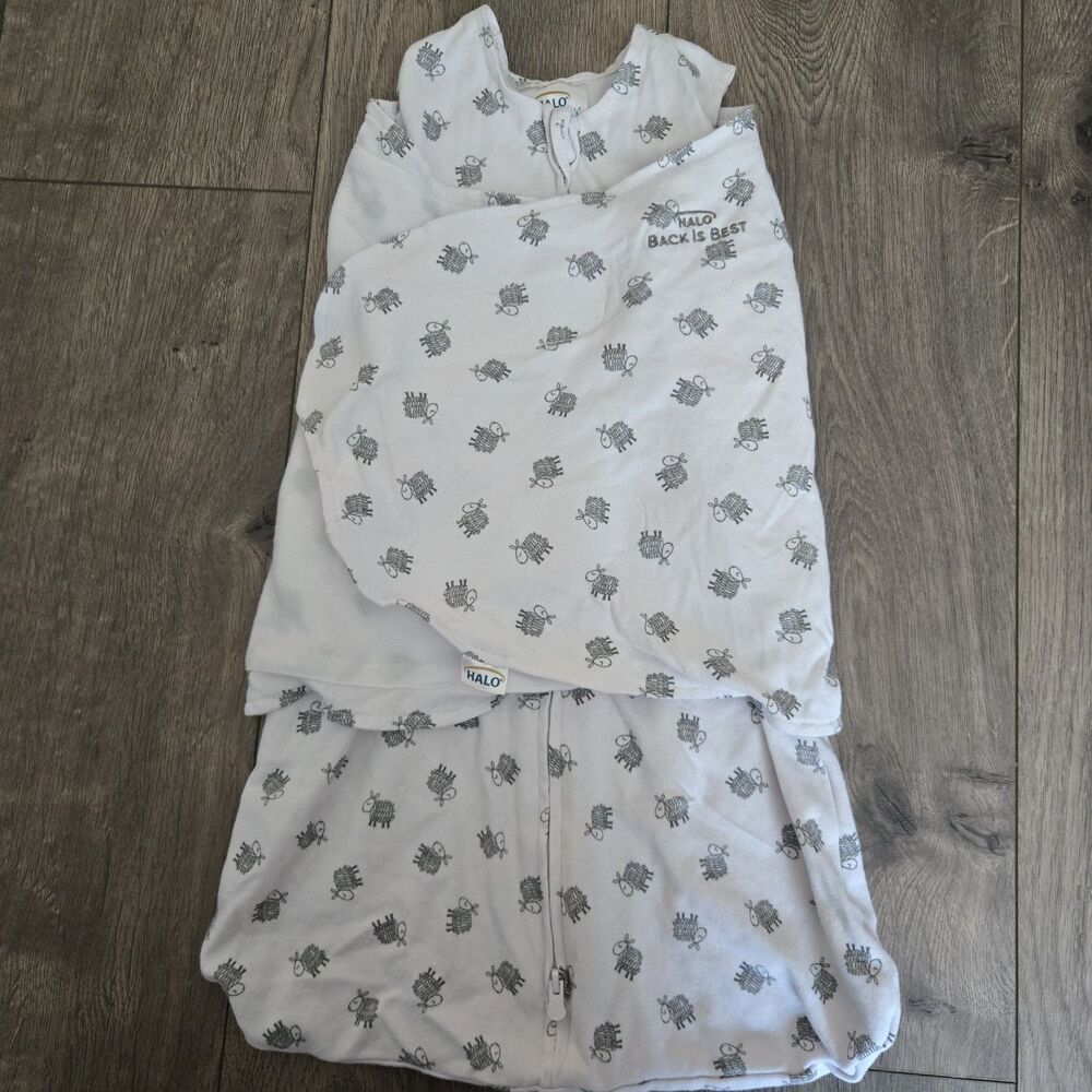 HALO SleepSack Swaddle Newborn NB 0-3M Gray Sheep Lamb Cotton Wearable Blanket